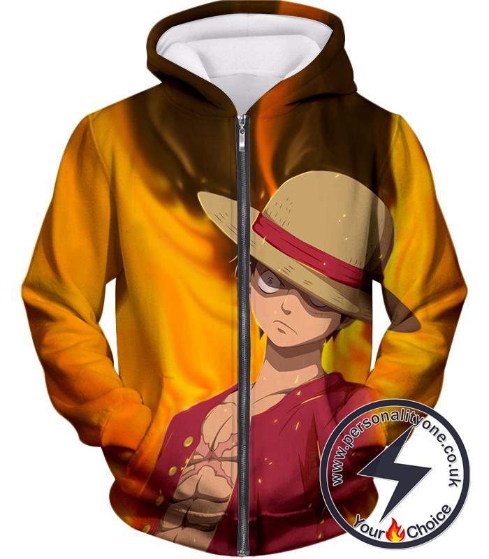 One Piece Amazing Pirate Straw Hat Luffy Cool Action Zip Up Hoodie